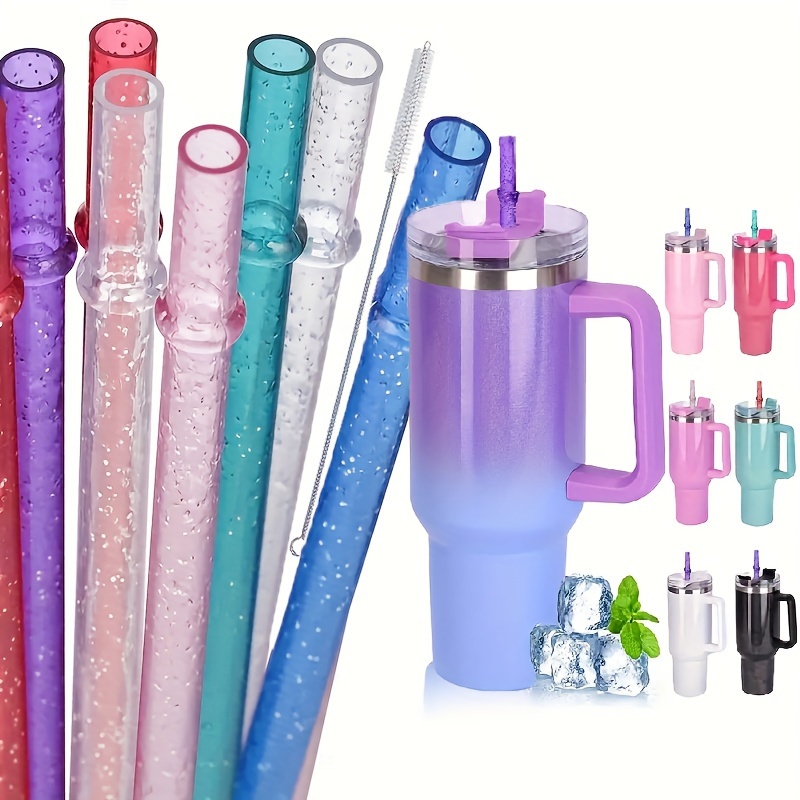 12 Pajitas De Plástico Duro Reutilizables Transparentes De 27,94 Cm De  Largo Con Purpurina Para Vasos Altos, Vasos Y Tarros De Albañil, Pajita  Para Va