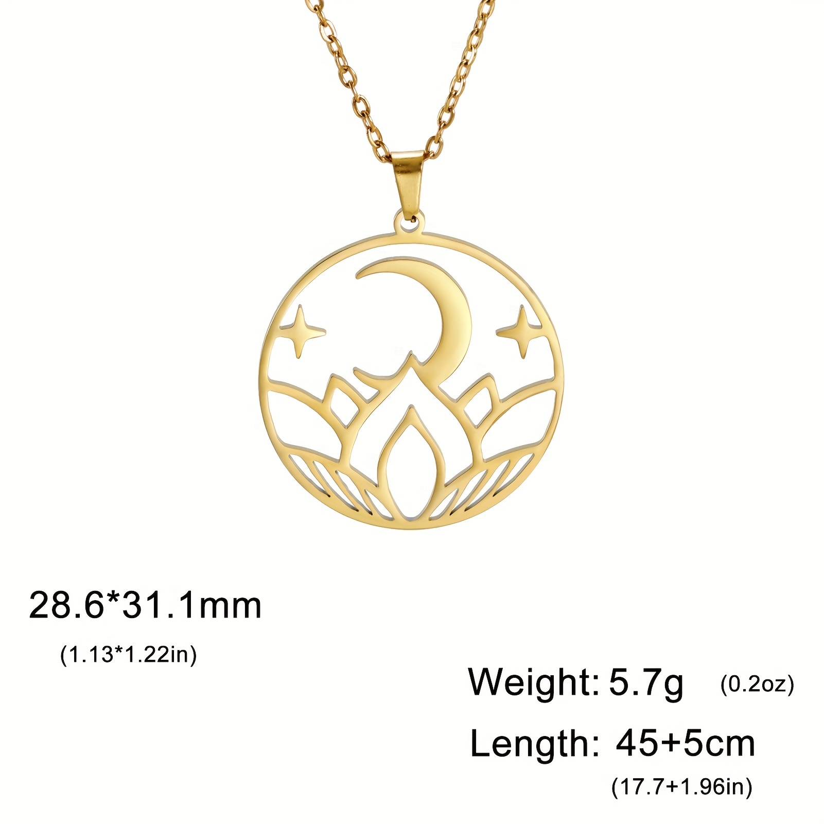 Necklace for Women Stainless Steel Moon Sun Pendant Necklace Gold Plated  Lucky Amulet Jewelry Gifts