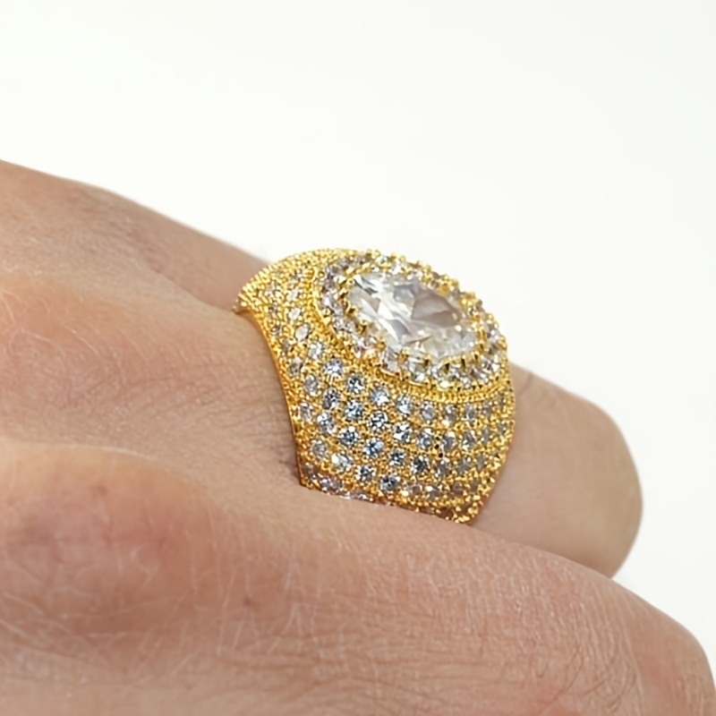 Silver Zircon Ring Wedding Engagement Business Men