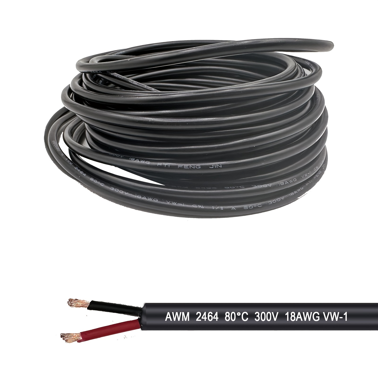 18 Gauge Wire 2 Conductor Electrical Wire 18AWG Electrical Wire Stranded  PVC Cord Oxygen-Free Copper Cable 50FT/15M for Low Voltage Landscape  Lighting
