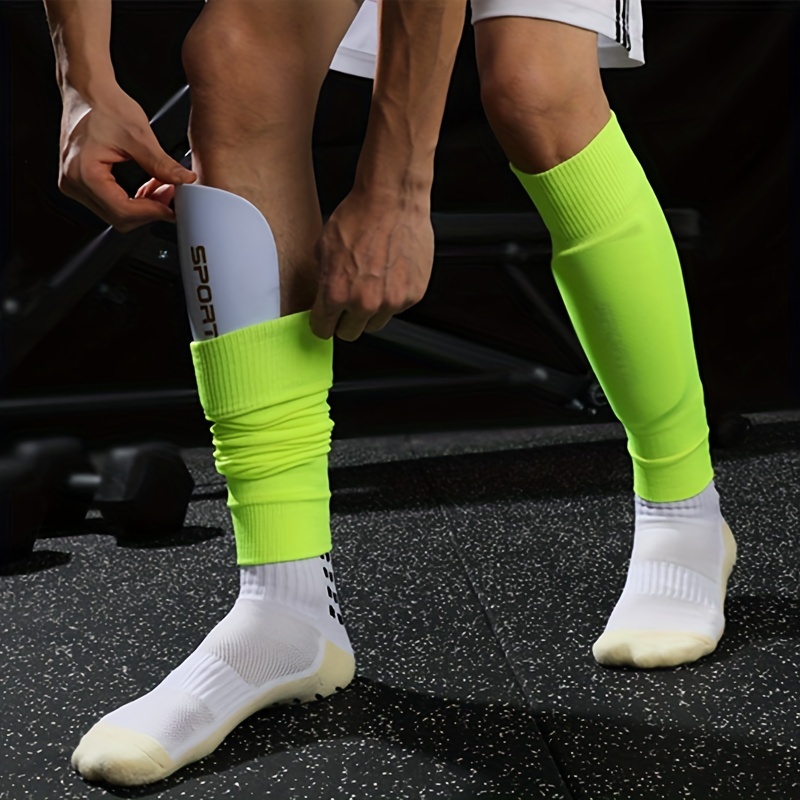 

1 Set Of Men's Breathable Fitness Artifact Football Leg Cover&anti Slip Socks Shin Guards Soccer Tennis Basketball Sports Socks