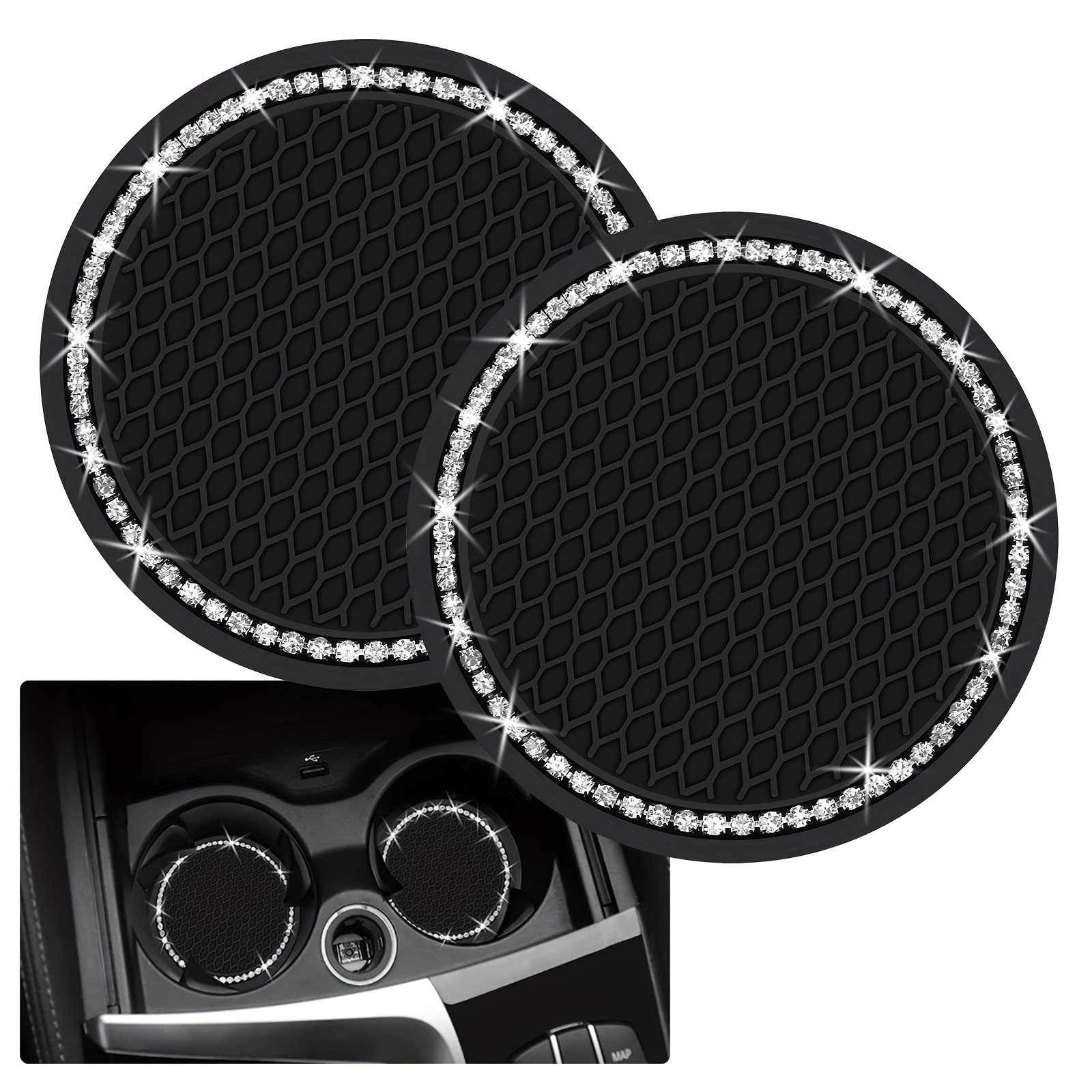 Crystal Car Coaster Central Control Water Cup Groove Mat - Temu