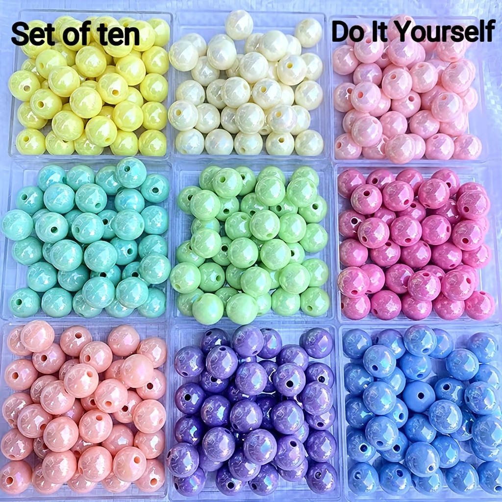Candy Color Acrylic Round Plastic Pastel Beads For Jewelry - Temu