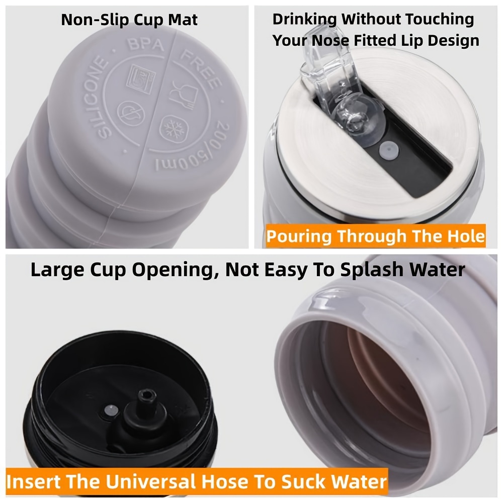 480ml Silicone Folding Water Bottle Outdoor Camping Hiking
