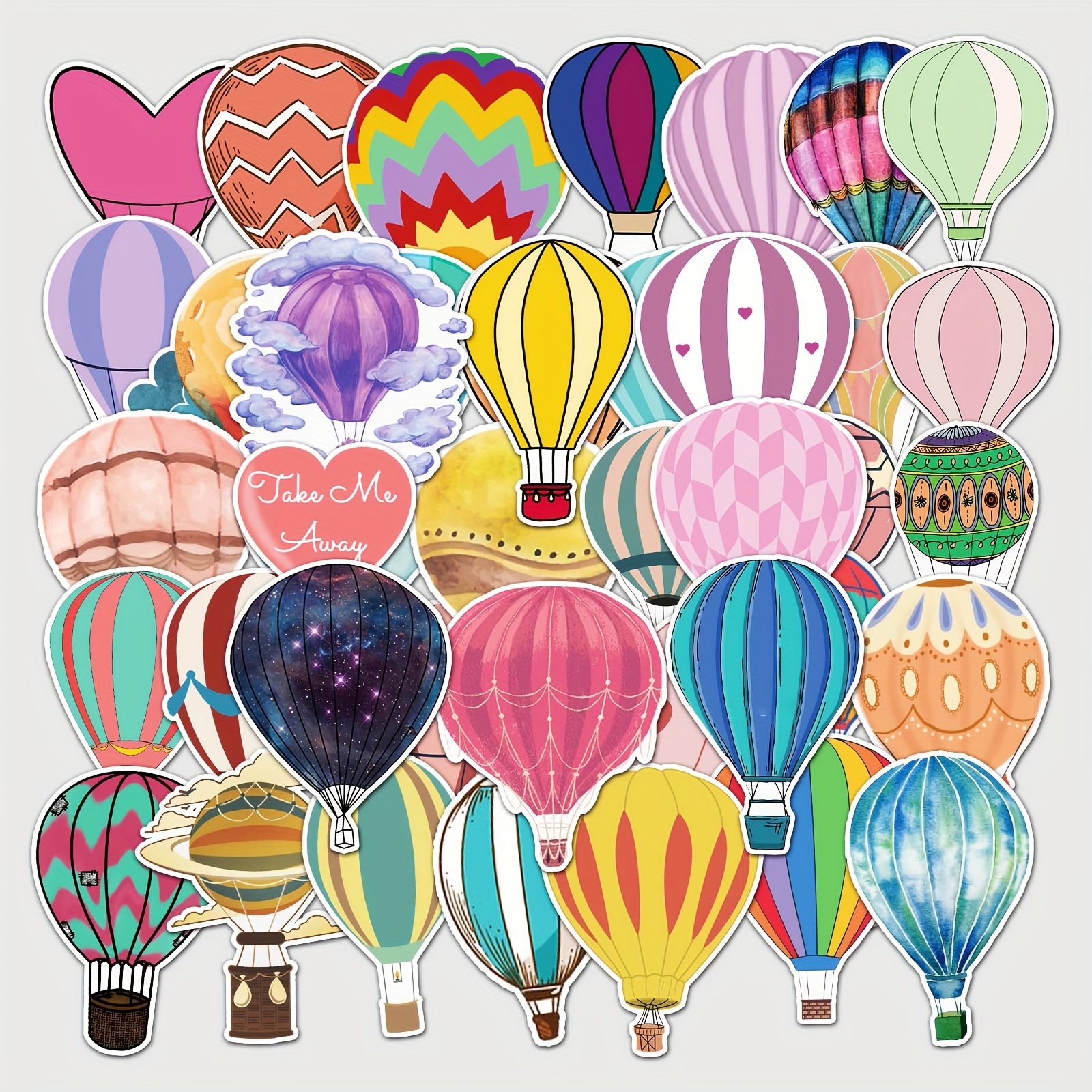 Colorful Hot Air Balloon Stickers Perfect For Water Bottles - Temu