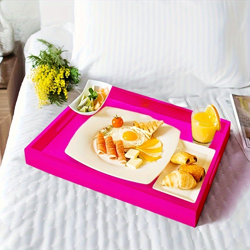  Mesa de cama para comer - Mesa de desayuno de bambú con soporte  para tableta para teléfono - Bandeja de servir blanca de altura ajustable  con patas plegables en el sofá
