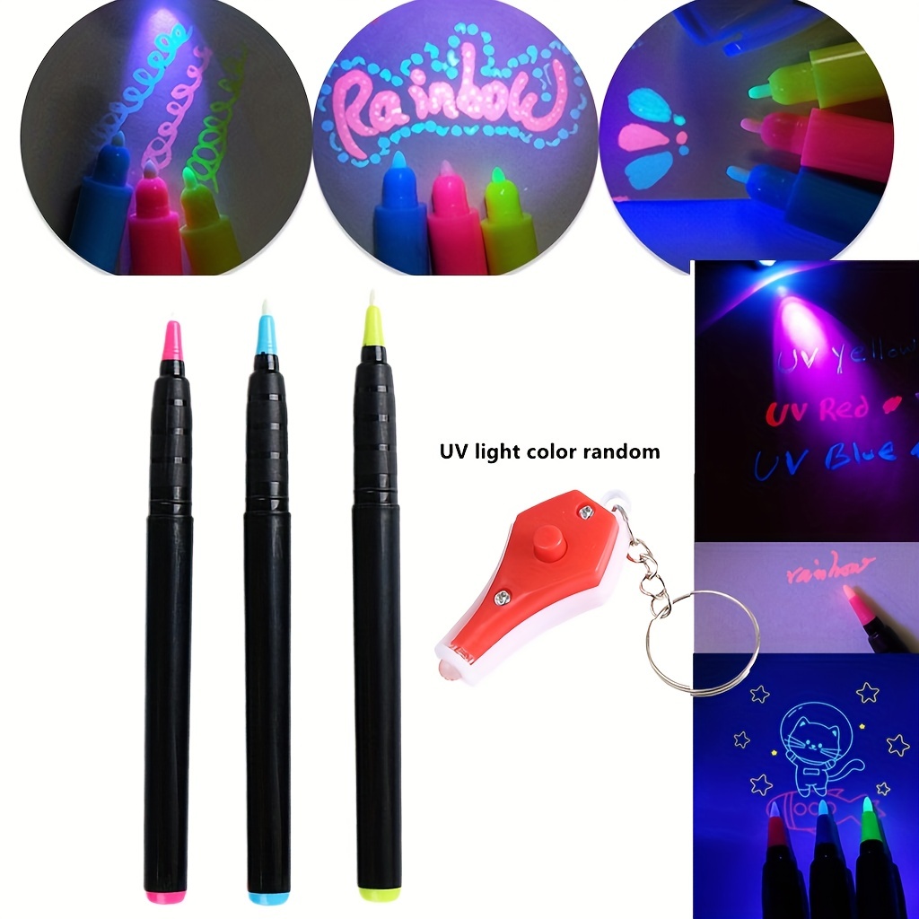 3Pcs penne a inchiostro invisibili con luce UV penna per messaggi segreti  penna a inchiostro invisibile disegno invisibile penna per scrittura