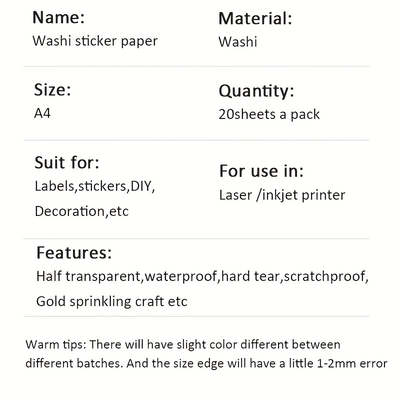 10Pcs A4 Self Adhesive Paper Translucent Parchment Inkjet Printing Sticker  DIY