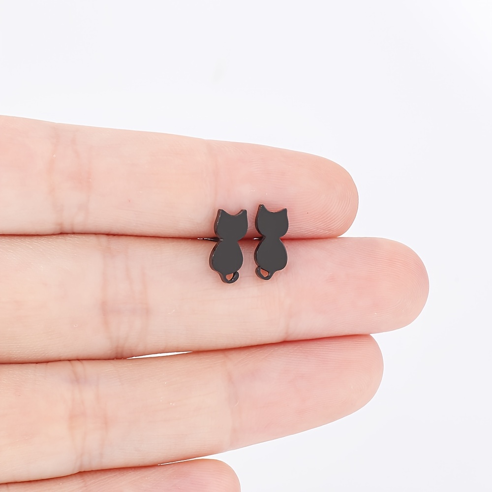 3 Pairs Stainless Steel Cat Earrings Set