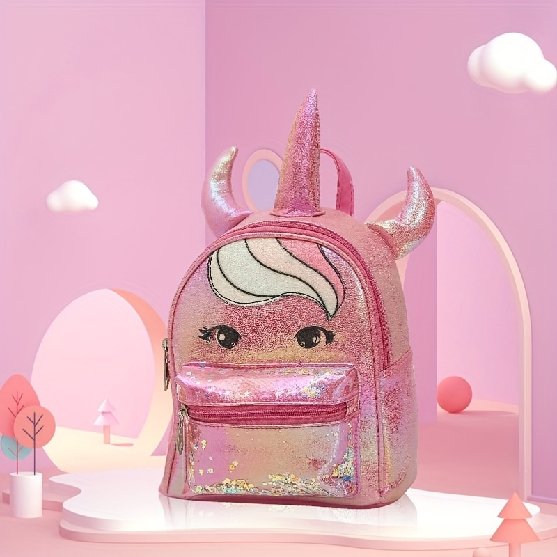 Unicorn With Horns Shape Backpack for Girls