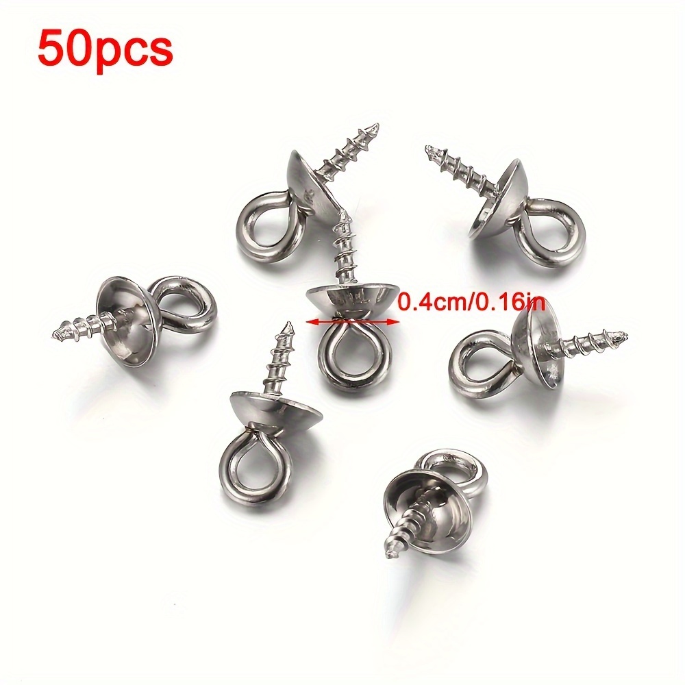 Screw Eye Hook / Screw Eye Bail / Screw Eye Pin / Screw Hook Bails (5mm x  10mm / 50pcs / Silver) Jewelry Findings Charm Making F096