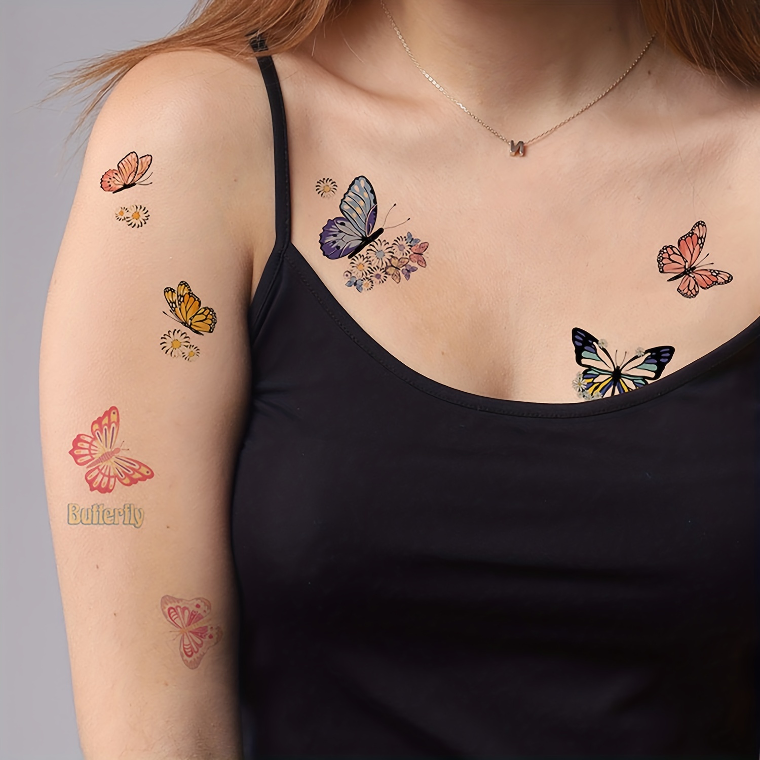 minkissy 12 Folhas Adesivos De Tatuagem De Borboleta Decalques De