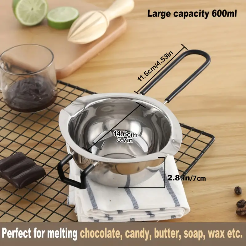 Double Boiler Melting Pot Kit - Stainless Steel Melting Pot with Silicone  Spatula for Chocolate, Soap, Wax, and Candle Making - Kitchen Gadgets and Ac