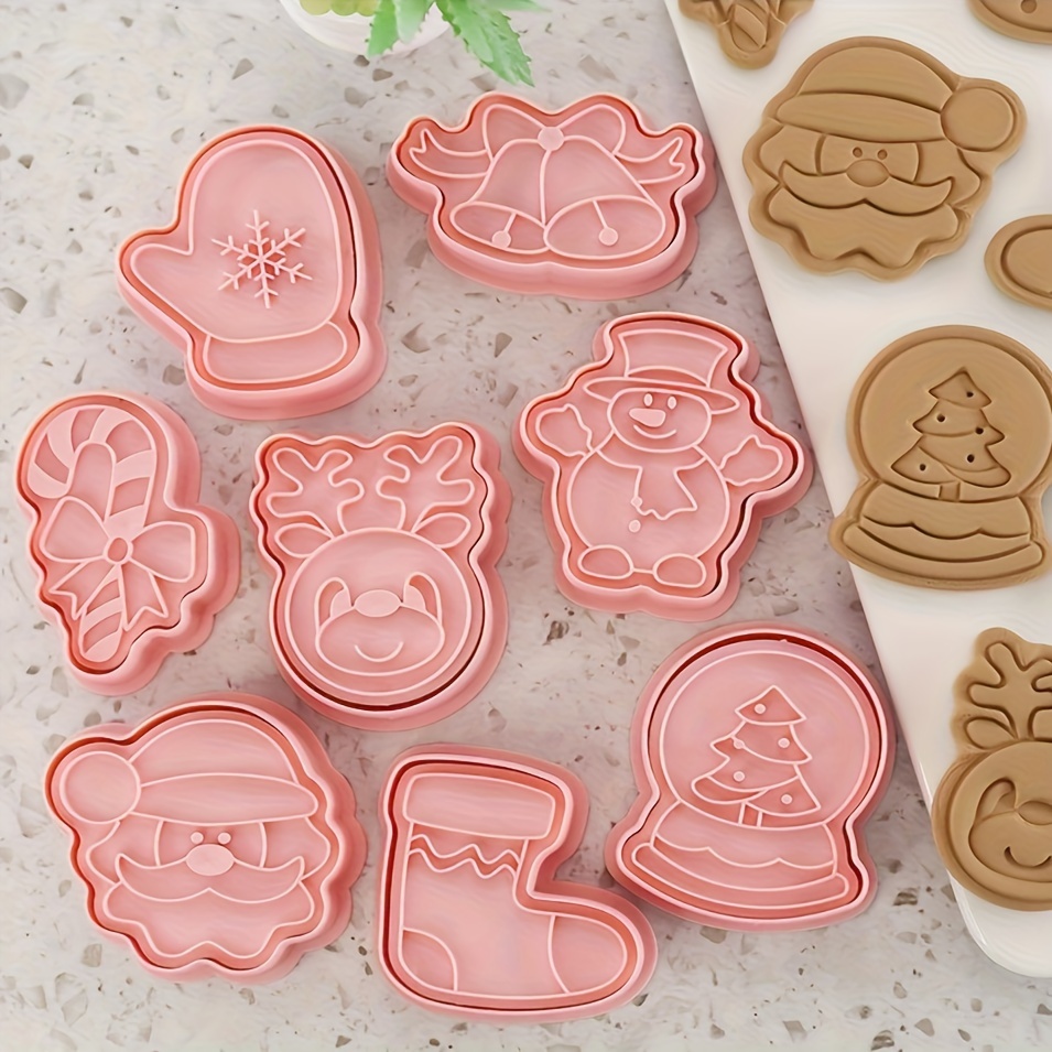 4Pcs/set Kitchen Cookie Biscuit Fondant Mold Cookie Baking Cutter Mould for  Christmas (Snowman/Snowflake/Christmas Tree/Santa Claus Pattern Baking Molds)