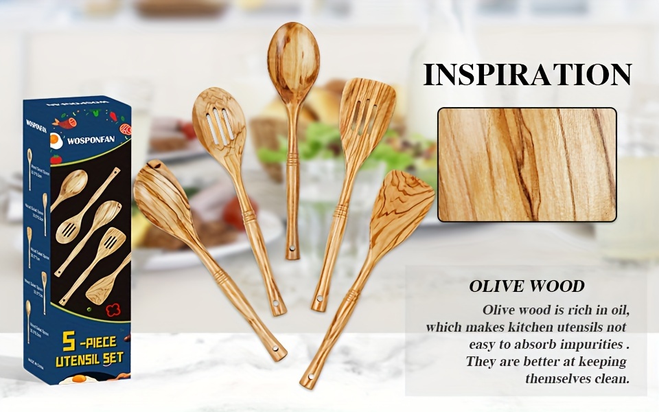 Wooden Spoons for Cooking, 8 PCS WOSPONFAN Kitchen Utensils Set, Wooden  Utensils for Cooking - Wooden Spoons, Spatula Set, Slotted Spoon, Handmade