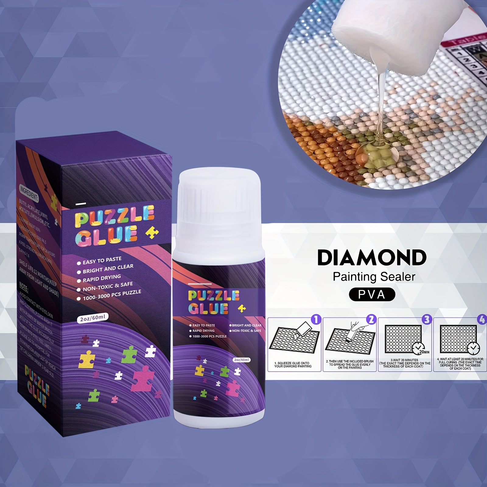2023 Updated Puzzle Glue, Jigsaw Puzzle Glue with Newest Sponge  Head,Water-Soluble Special Craft Puzzle Glue Clear.It Suitable for  1000/1500/3000