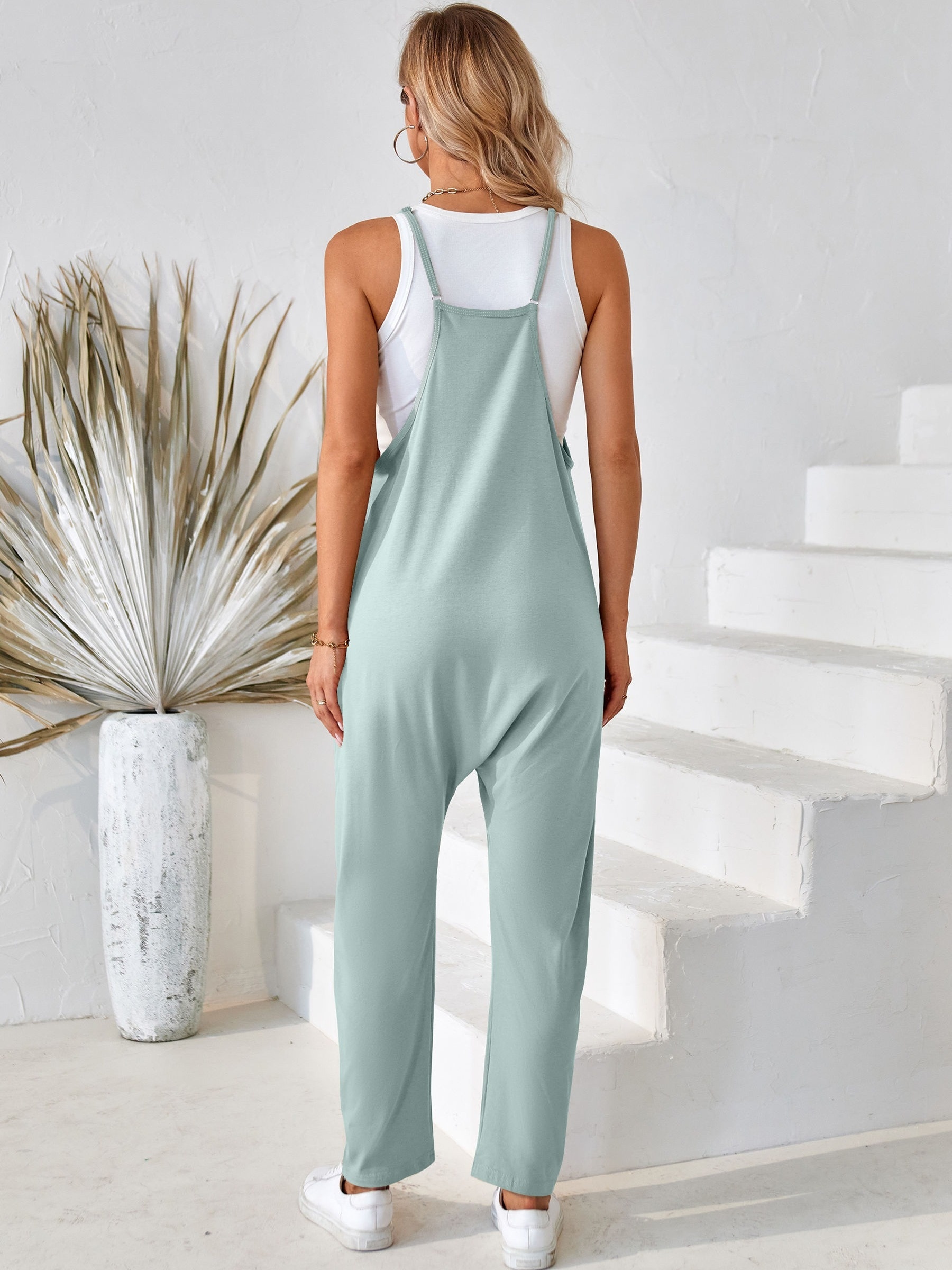 Loose Cami Jumpsuit Solid Casual Jumpsuit Summer Spring - Temu Canada