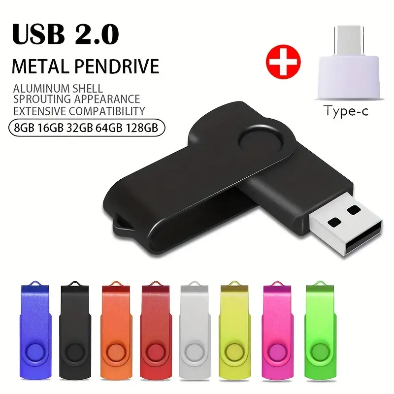 Unidad Flash USB De Alta Velocidad 2.0 Pen Drive 128GB U Stick 32GB 64GB  256GB Pendrive Flash Disk Para Android Micro/PC Con Adaptador