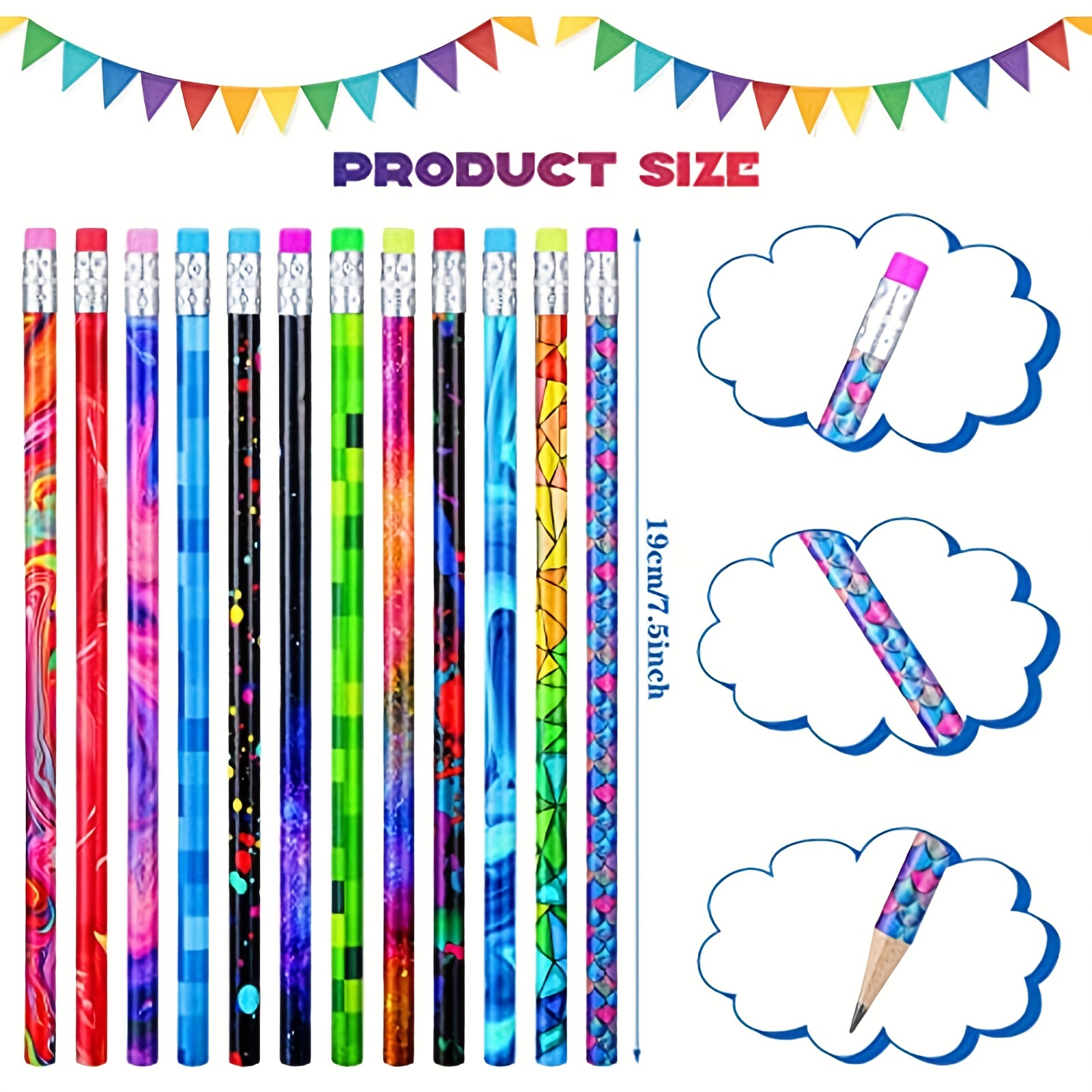 20pcs Cute Cartoon HB Pencils With Eraser Tip, Pencils For Writing Drawing  Sketching Stationery Prize Gift For Kids