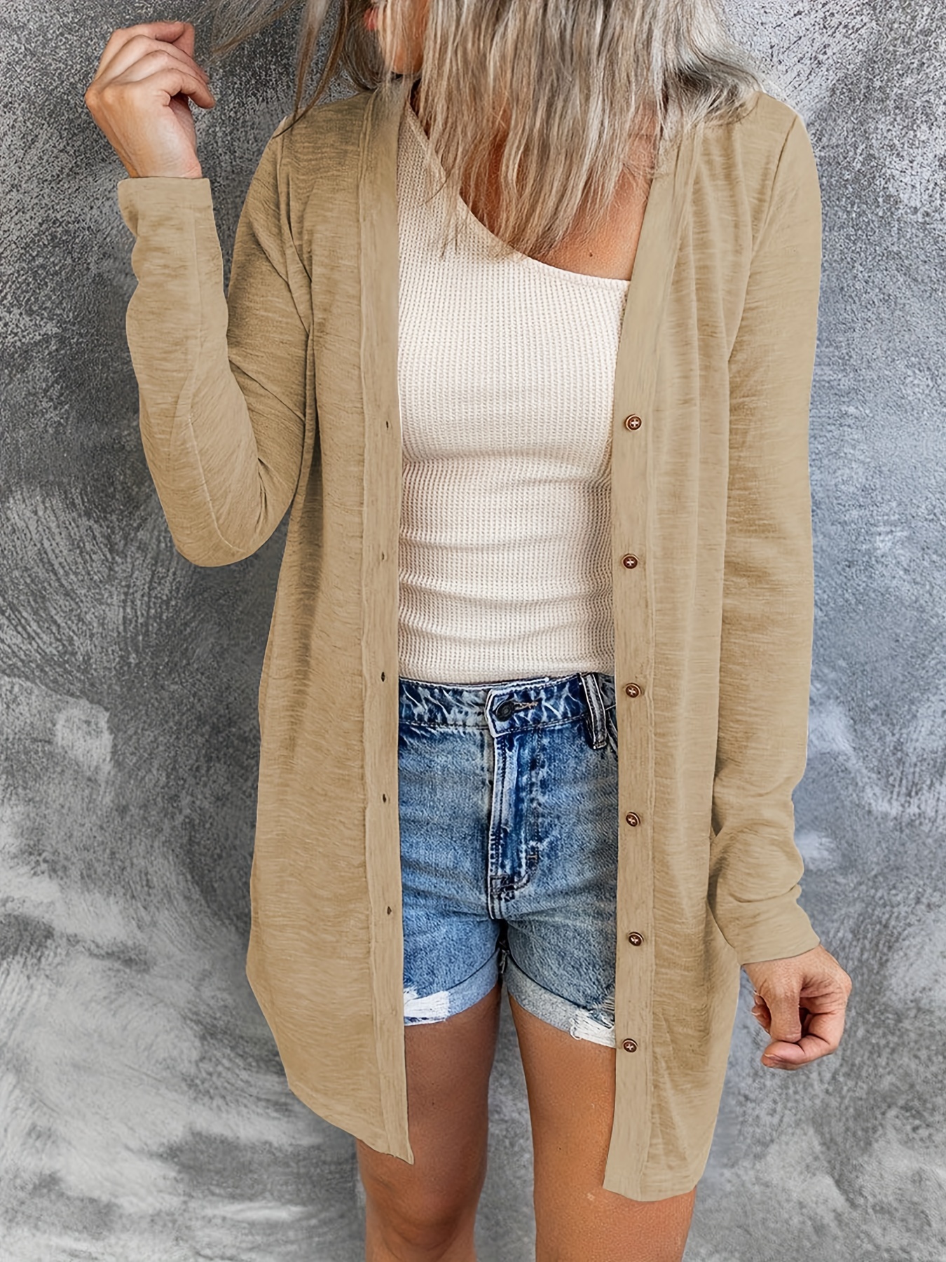 Ladlop Women Long Sleeve Lightweight Soft Draped Open Front Cardigan Casual  Sunmer Dusters Cardigans (Beige, S) at  Women's Clothing store