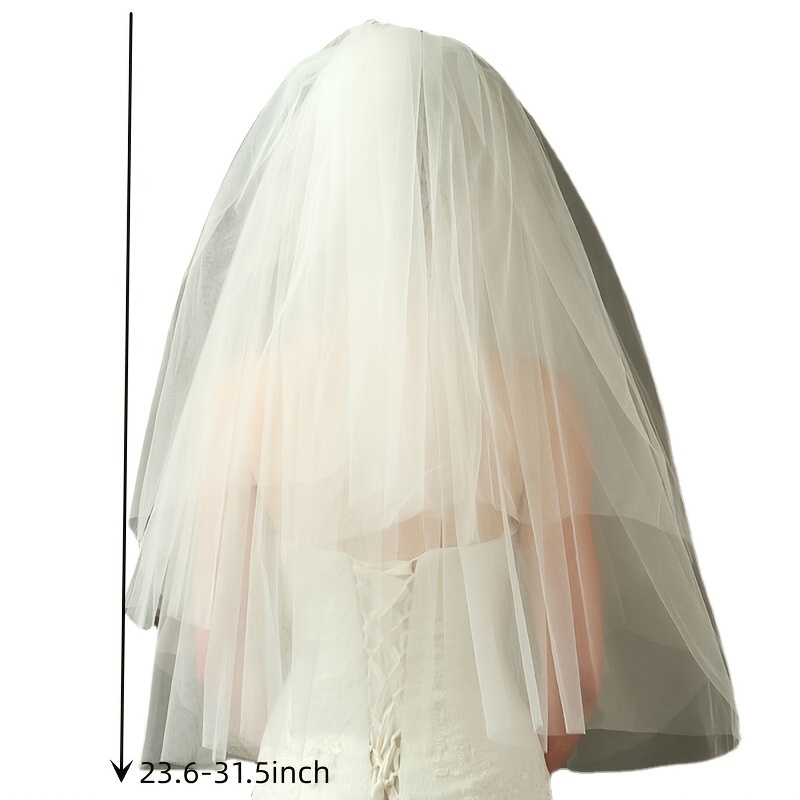 Wedding Veil Handmade Beaded Bridal Veil Single Layer Fingertip Length  Church Wedding Veil Soft Tulle - Temu