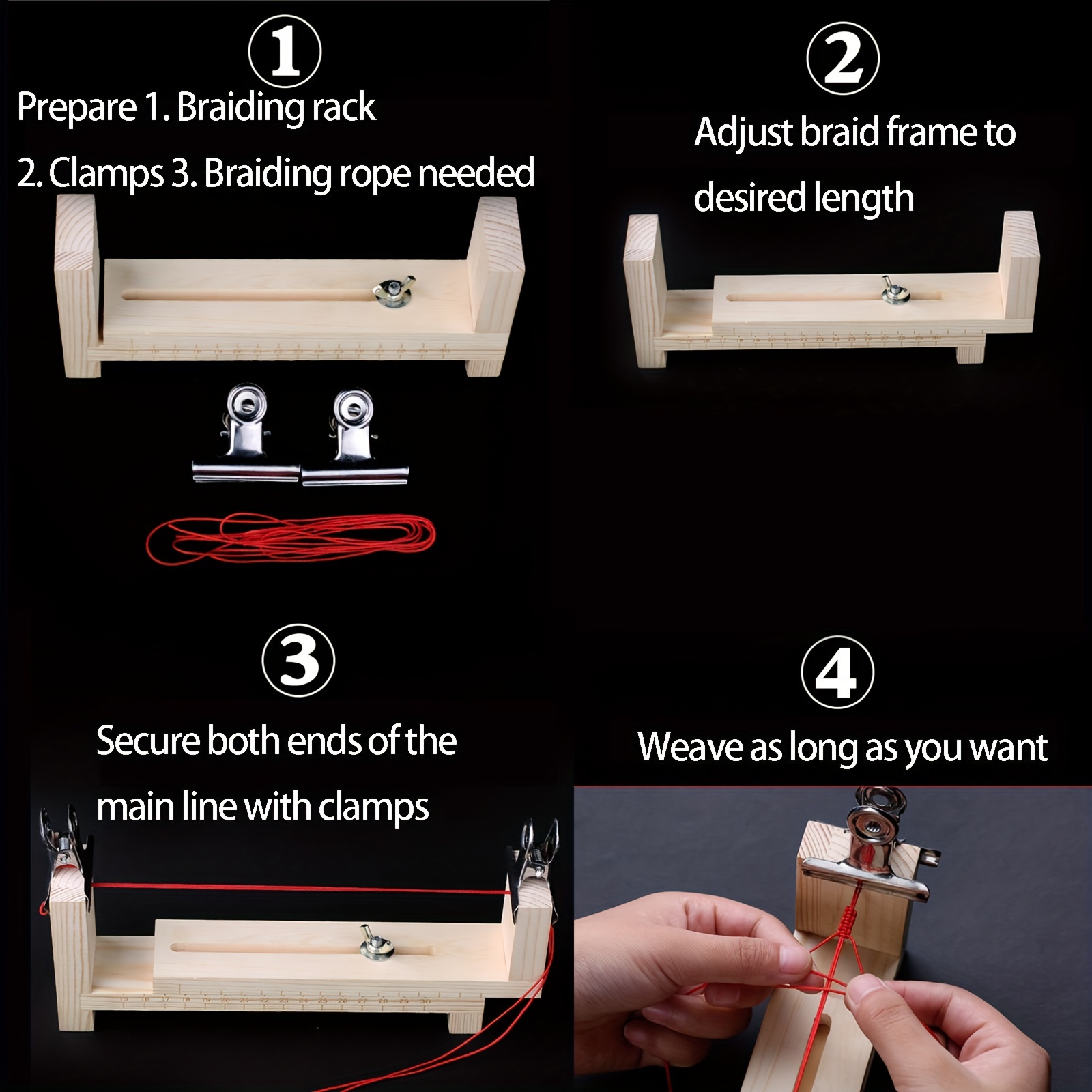 Wooden Bracelet Jig Paracord Jig Bracelet Maker DIY Weaving Tool Adjustable  Length Braiding Kits U Shaped