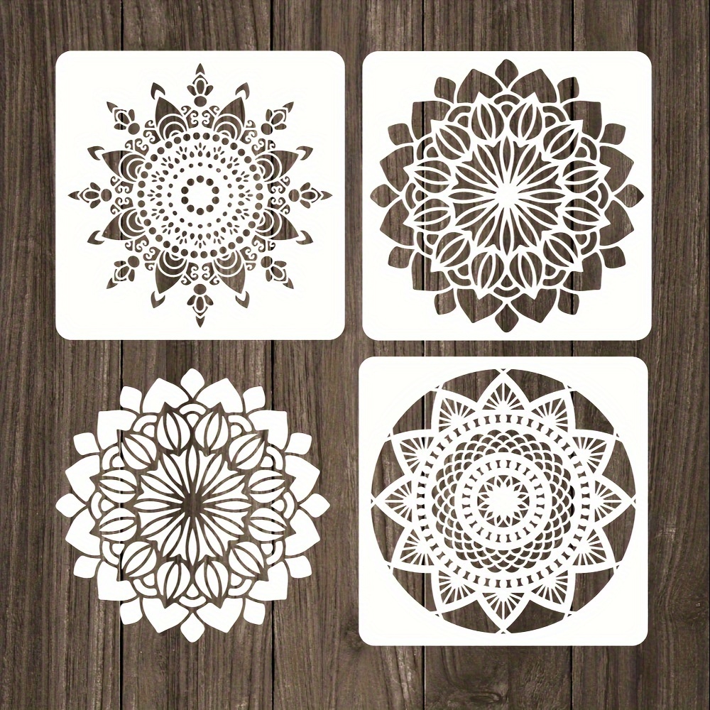  Poproo Large Stencils for Painting on Wood Stencils for Crafts  Reusable Mandala Stencil Tile Stencil Paint Stencils for Drawing Bullet  Journal Stencils for Kids Adults 10x10 Inch, 10 Pack 