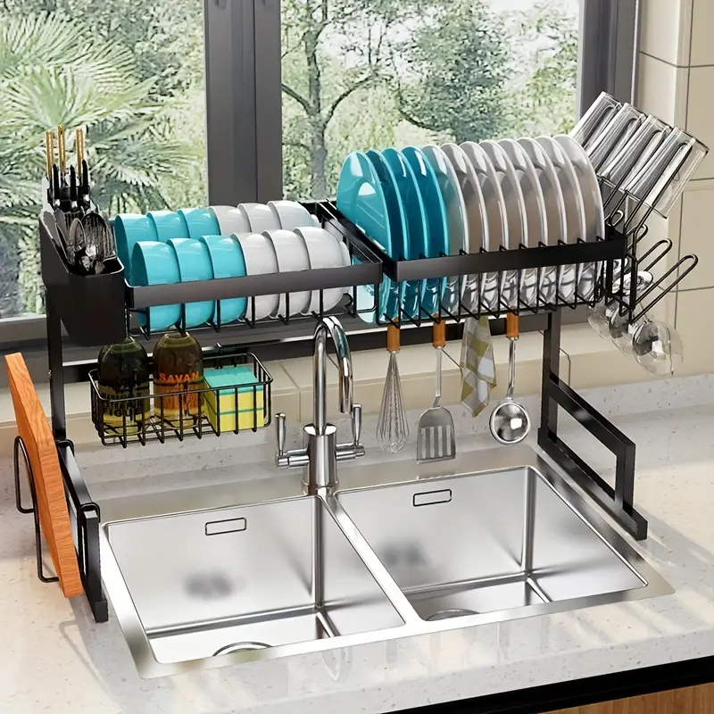 Over Sink Dish Drying Rack Expandable Snap on Design 2 Tier - Temu