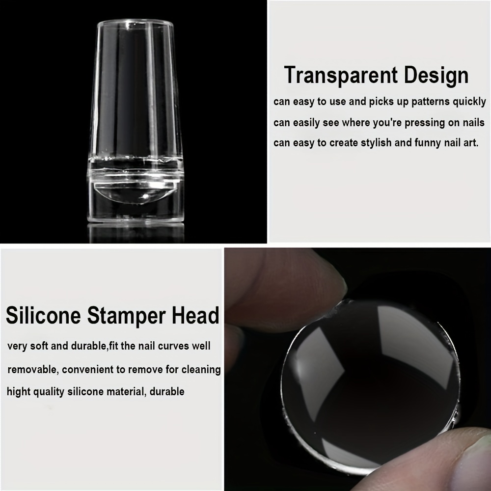 Nail Art Stamper Nail Scraper Removable Design Transparent - Temu