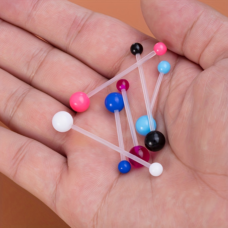 6pcs Acrylic Long Bar Belly Button Rings for Pregnant Women