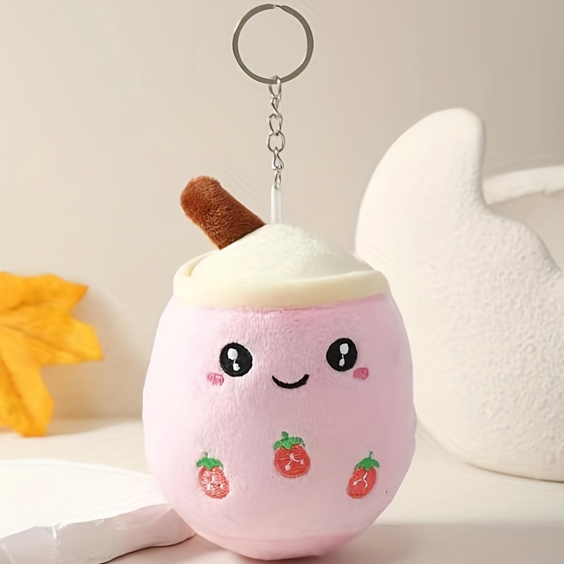 Squishmallow Keychains 3 pcs Cute Boba Cup Shape Plush Keyring