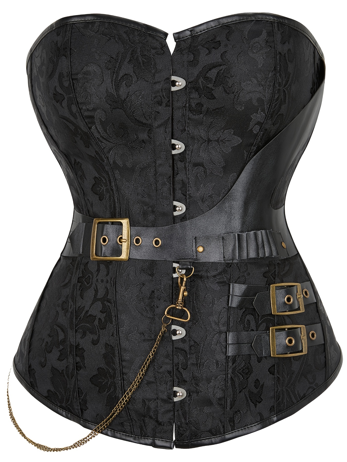 Gothic Plus Size Leather Halterneck Steel Boned Overbust Corset And Bustier  Tops Women Shaper Body Vintage Steampunk Corselet