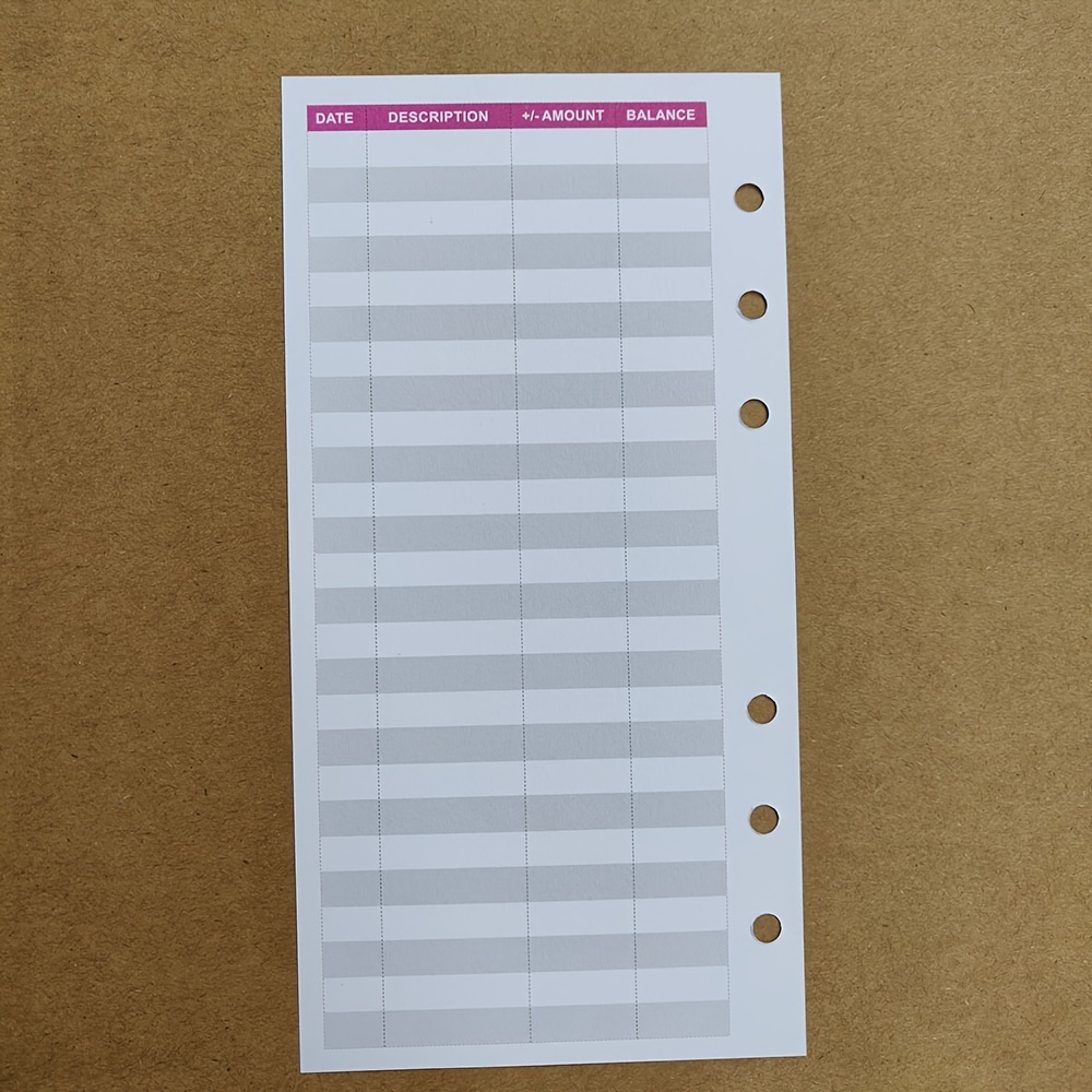 12pcs 6 Hole Budget Envelope Cash Card Set A6 Loose Leaf Replacement Core