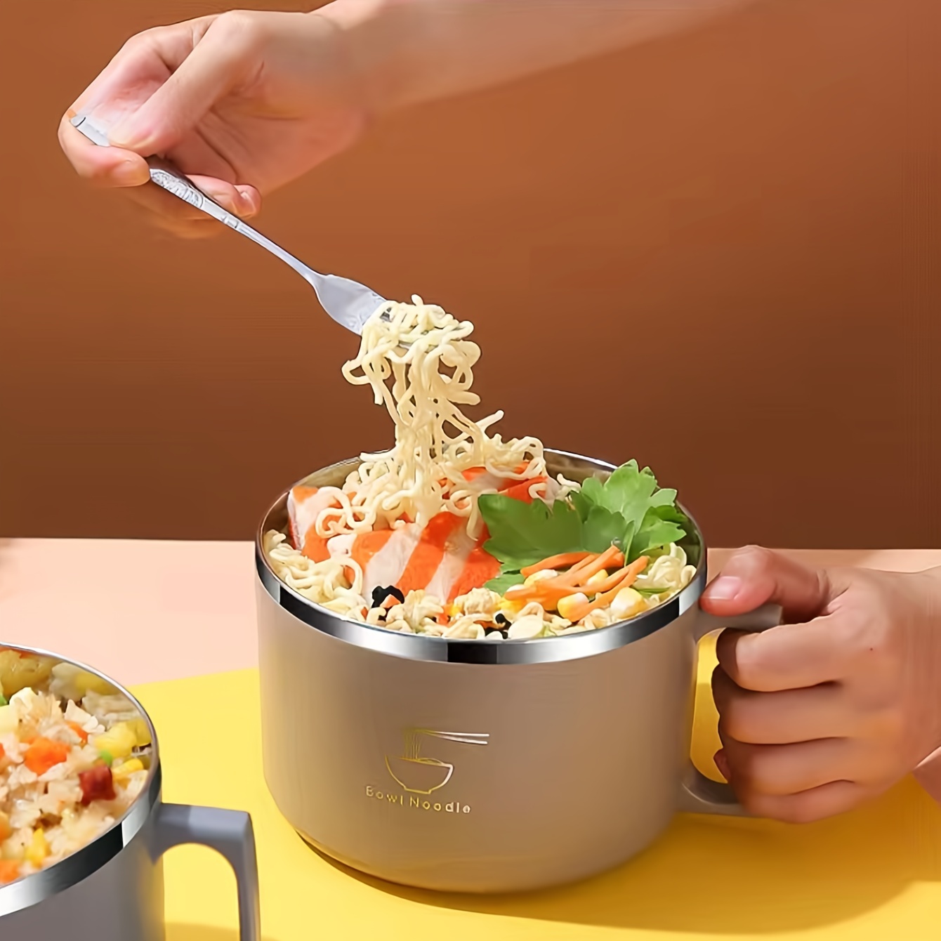 Large Stainless Steel Salad Bowl For Soup, Noodles, And More - Perfect For  Snail Powder Bibimbap And Instant Noodles - Kitchen Food Container And  Cooking Bowl - Temu