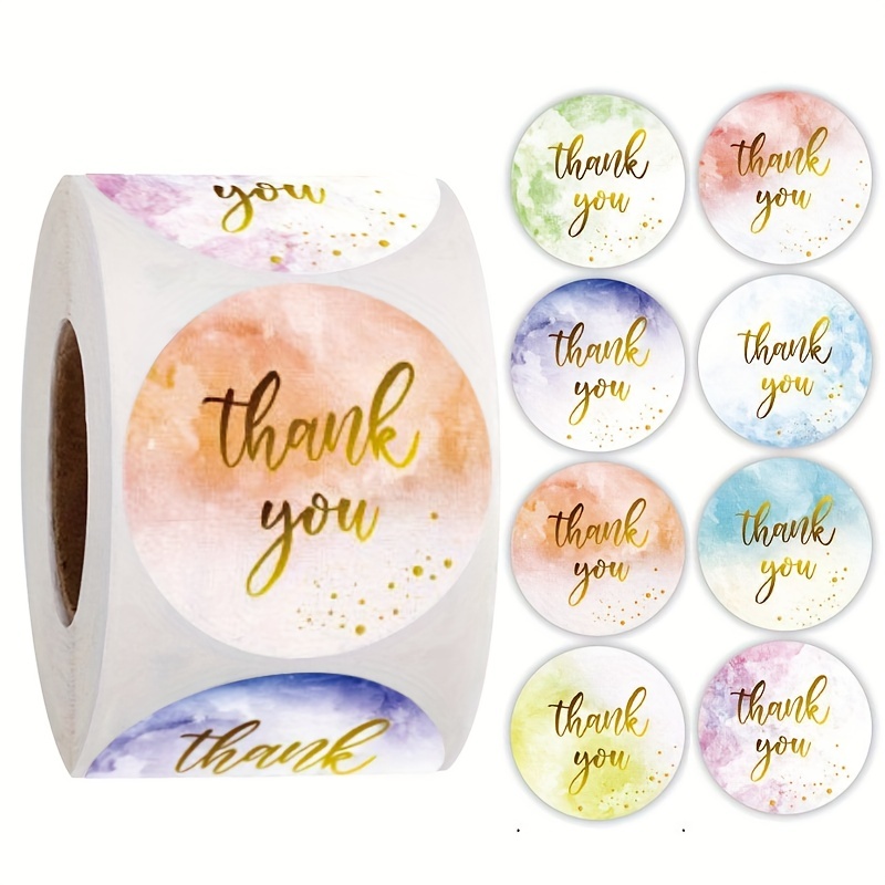 

500pcs Colorful Round Thank You Sticker Seal Label Paper Roll Packaging Decoration Handmade Thank You Sticker