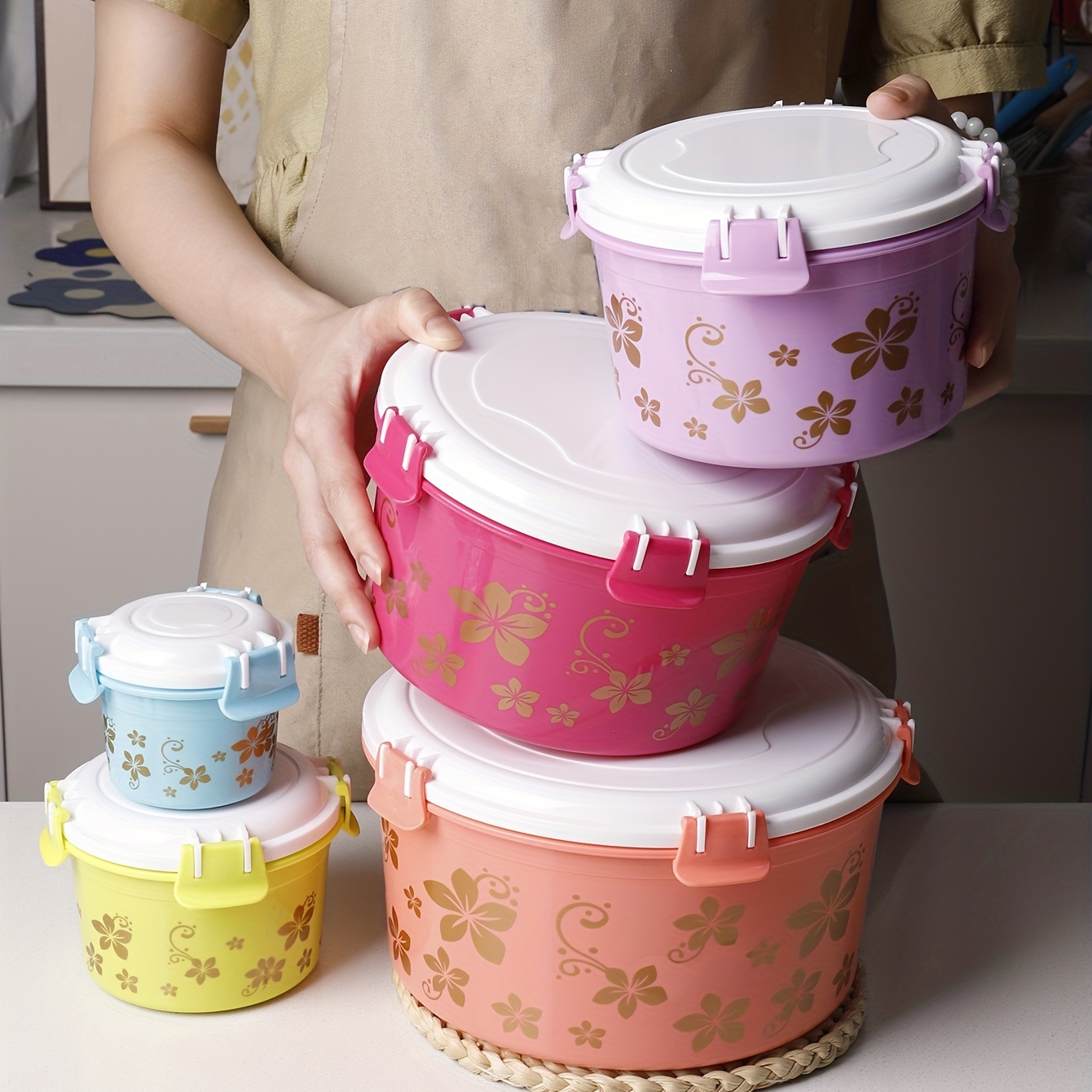 5pc Refrigerator Food Storage Box for School & Work Lunch Camping Picnic