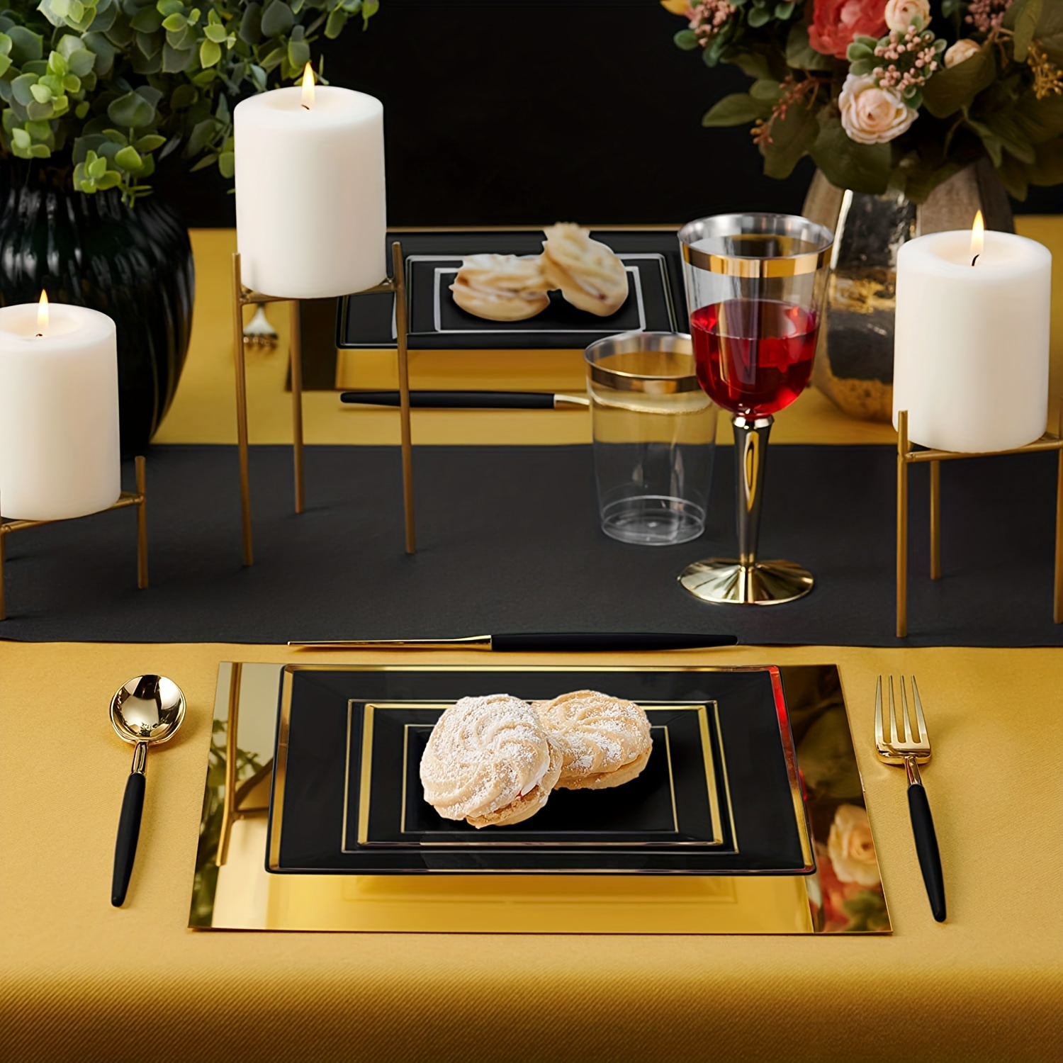 30 Black and gold dinner tables ideas