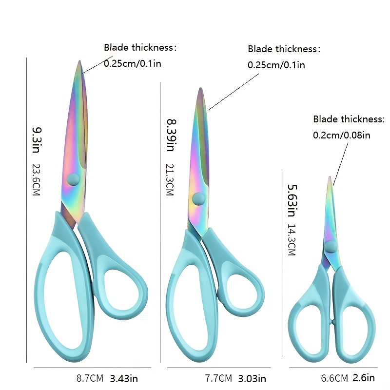 3 pcs Pack Stainless Steel Comfort Grip Office Scissor Sewing Scissors Set  