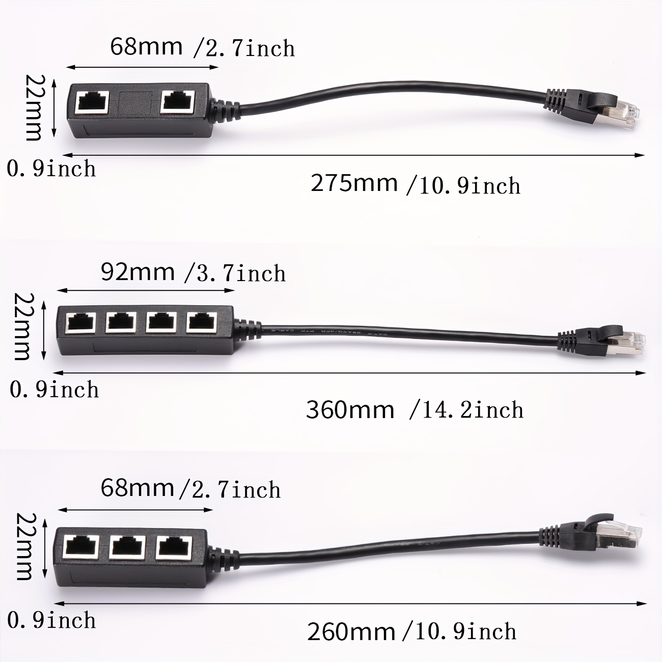 Ethernet Splitter, RJ45 1 Male to 2 Female LAN Ethernet Cable Splitter  Suitable Super Cat5, Cat5e, Cat6, Cat7 LAN Ethernet Socket Connector