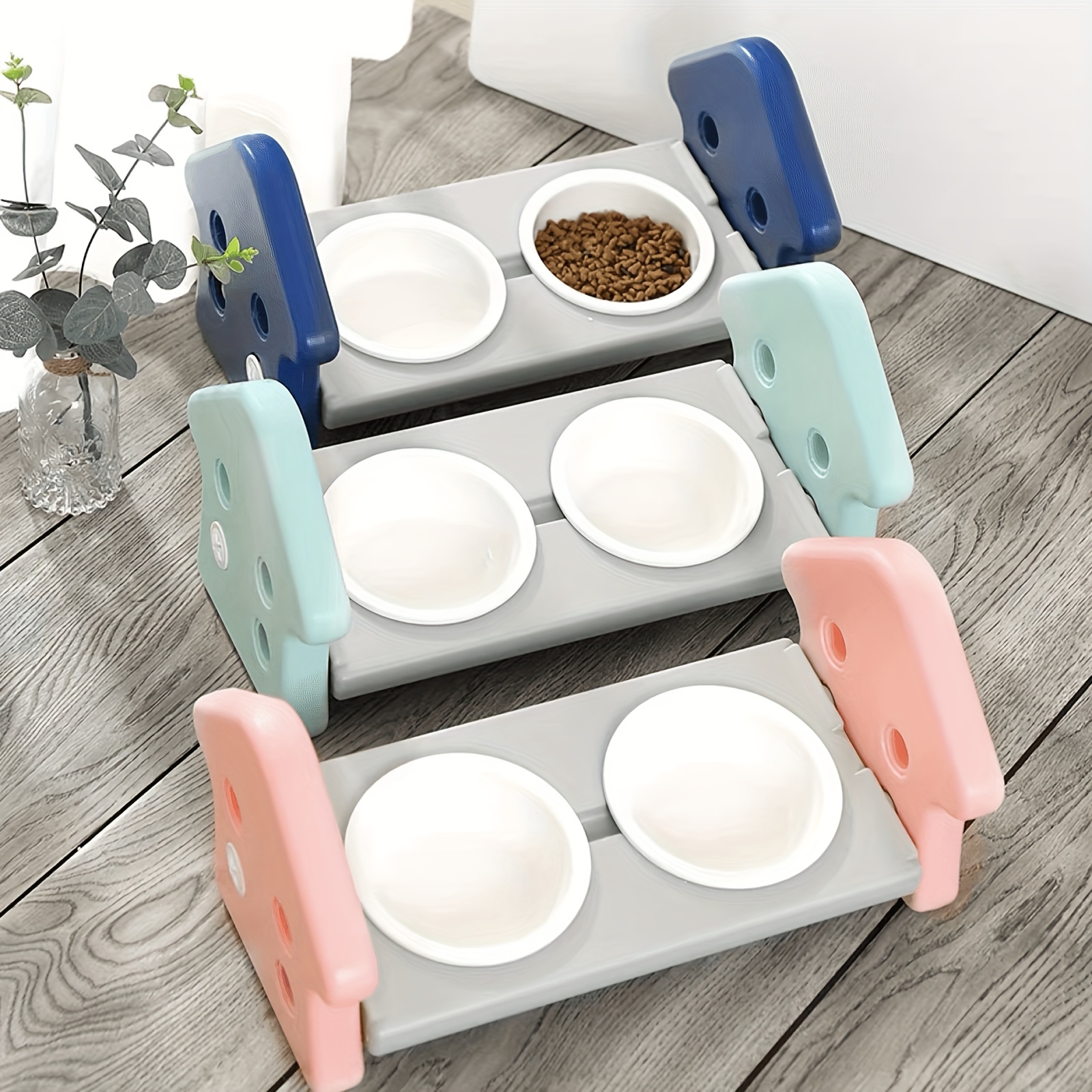 Elevated Ceramic Cat Bowl Tilted Design For Comfortable Feeding, Perfect For Small Cats, Ideal