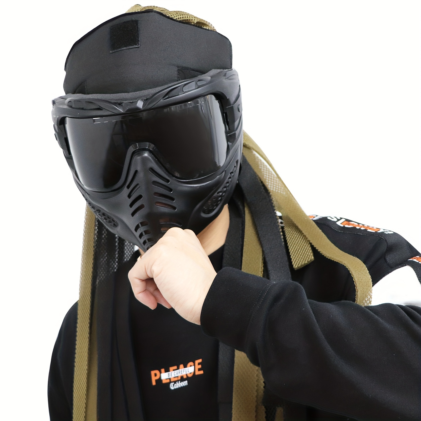 Casco táctico Airsoft PJ y máscara de pistola de aire de protección  completa, con gafas antivaho desmontables para pistola de aire paintball CS  Game