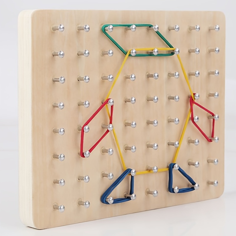 ゴムバンド付き木製ジオボード グラフィカル数学パターンブロック
