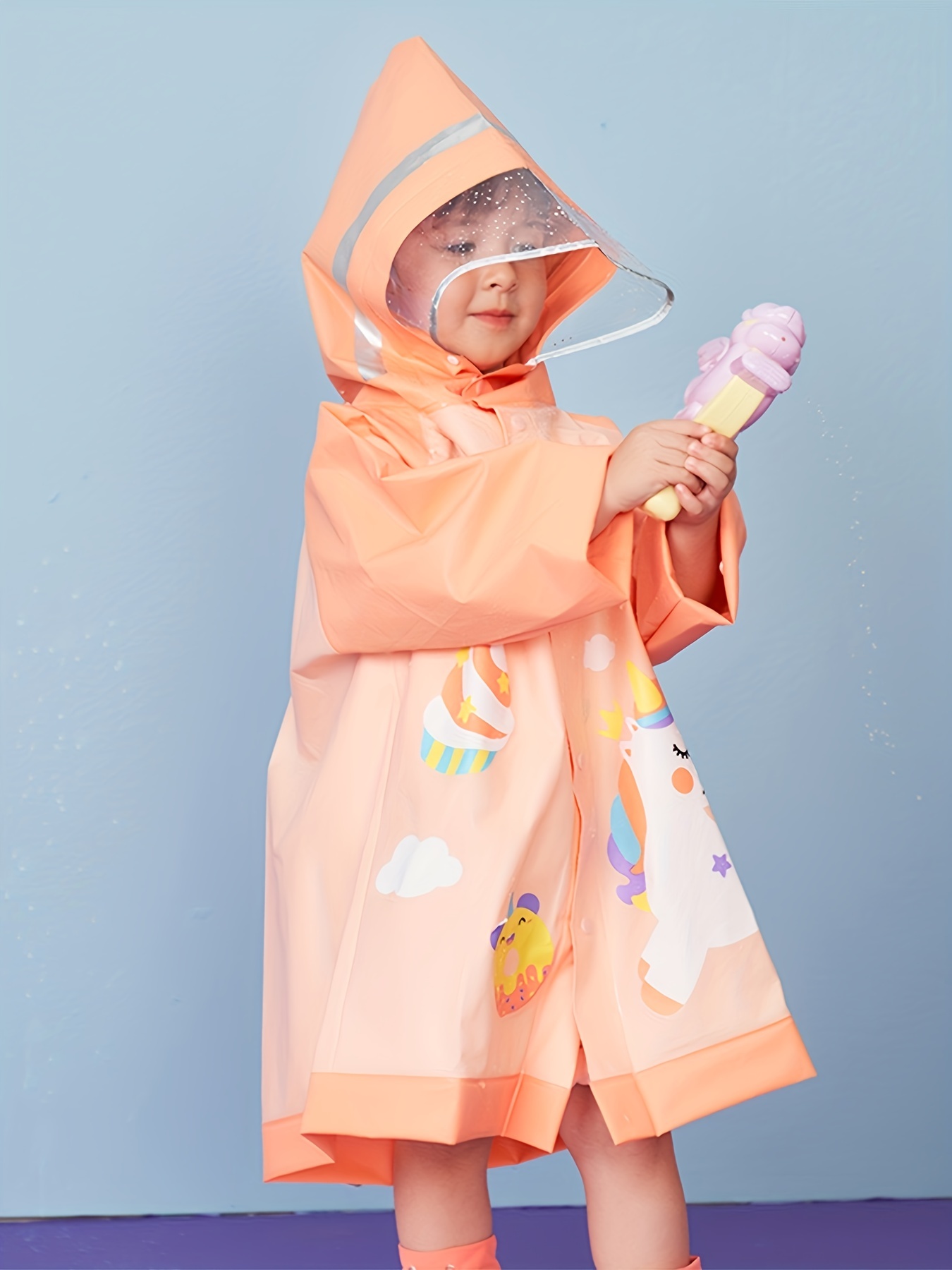 Chubasquero para niños y niñas, poncho de lluvia para niños, chaqueta de  lluvia con capucha de dibujos animados 3D, ropa impermeable para niños,  talla