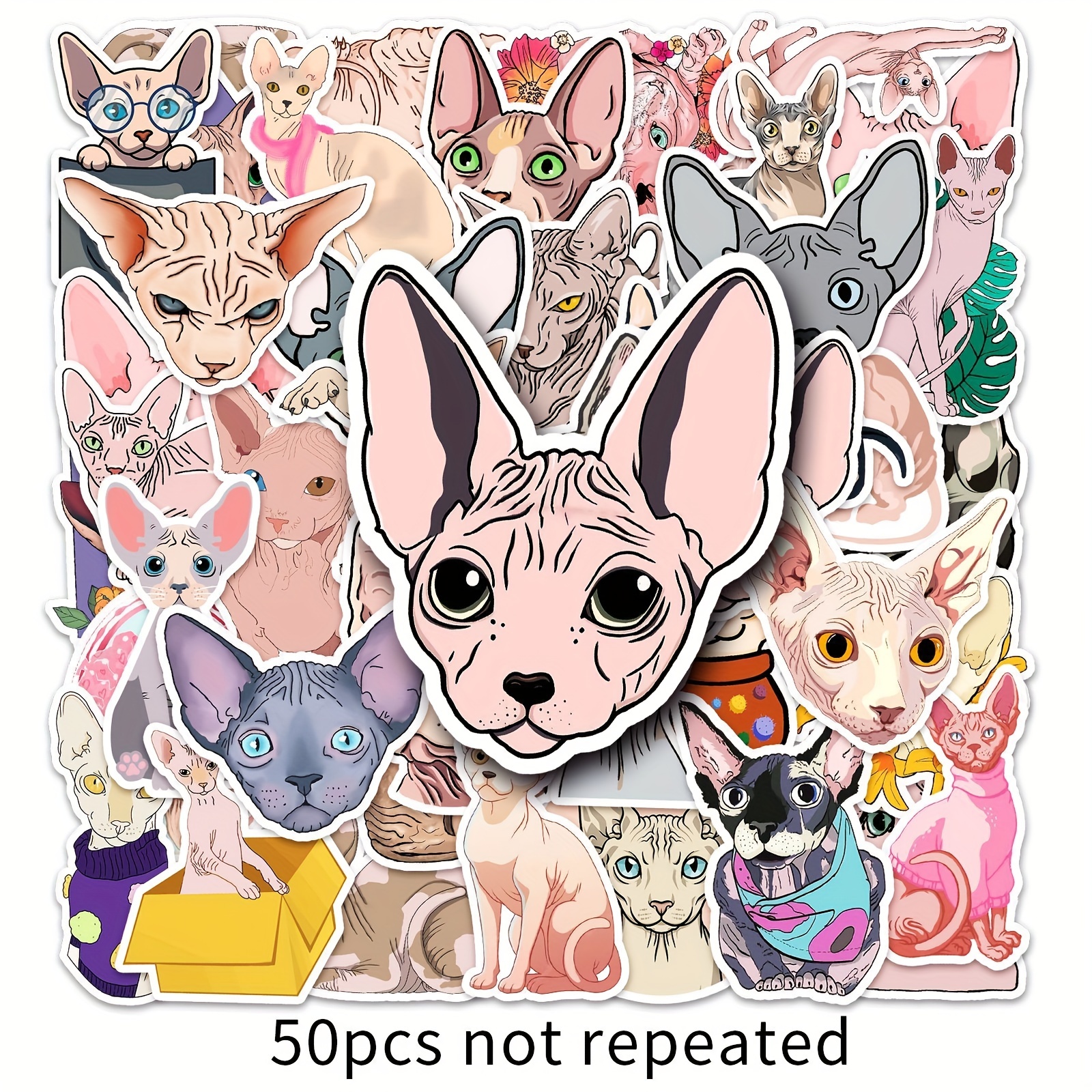 Hairless Cat Funny Sphinx Cat Stickers Cute Animal Stickers - Temu