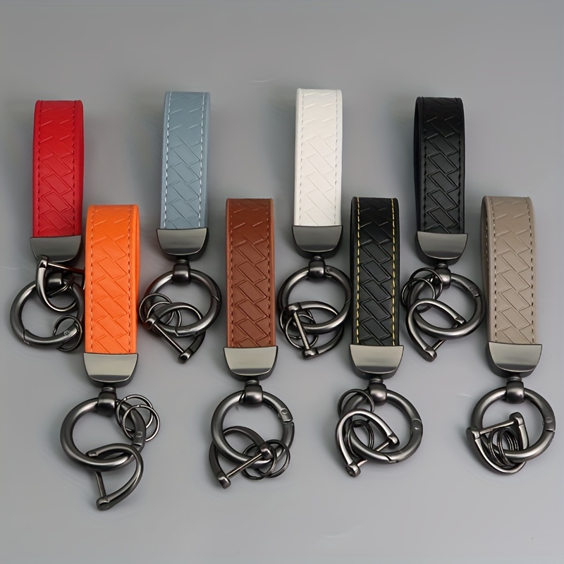 Porte-clés tressé bracelet en cuir artificiel porte-clés en cuir
