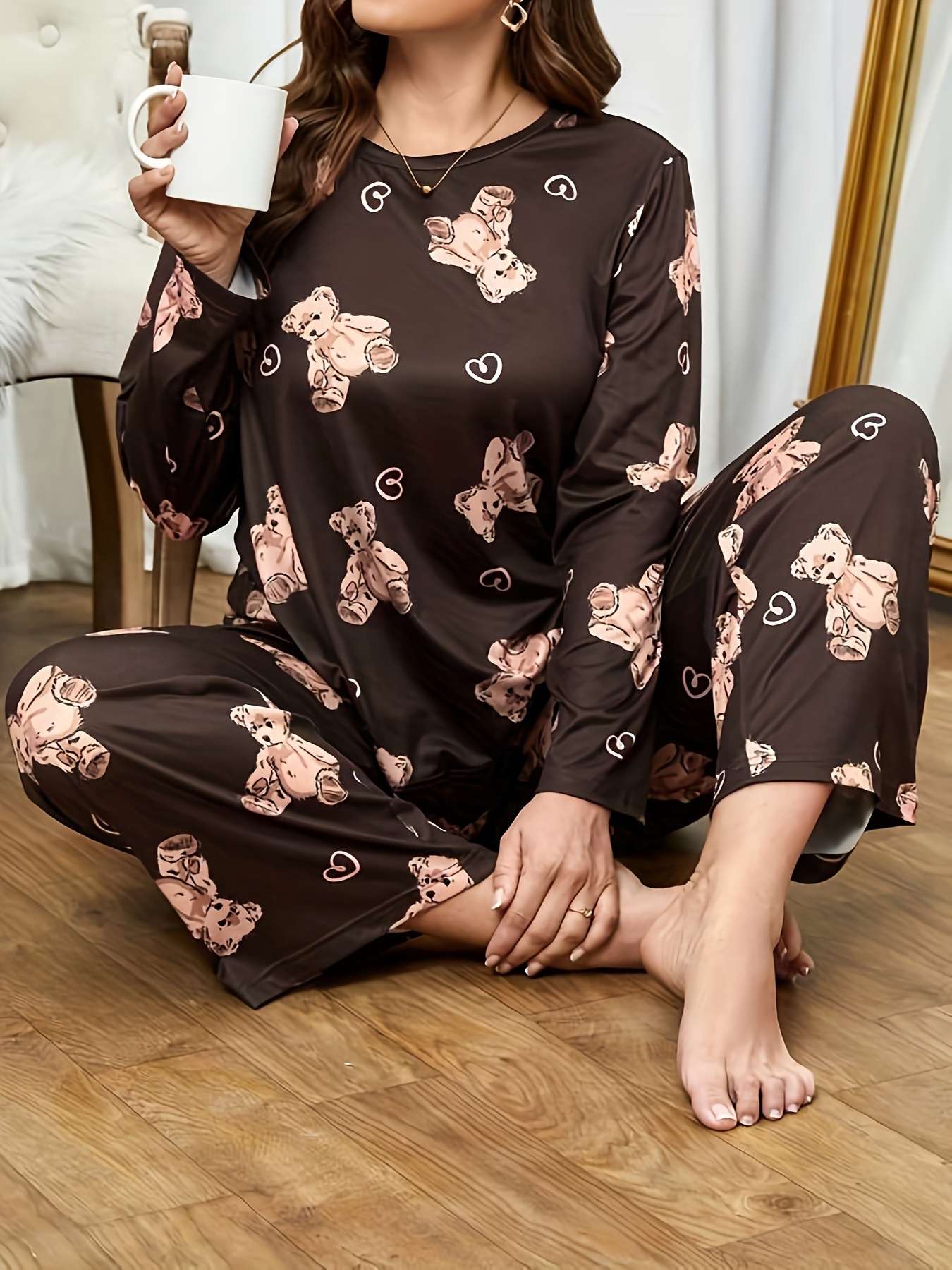 PJS (Women) Teddy Bear Family Pajamas Set