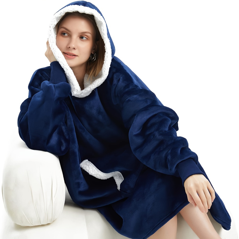 Oversized Hoodie Blanket Hoodie Ultra Comfy Sherpa Fleece Giant Sweatshirt  For Adult/a