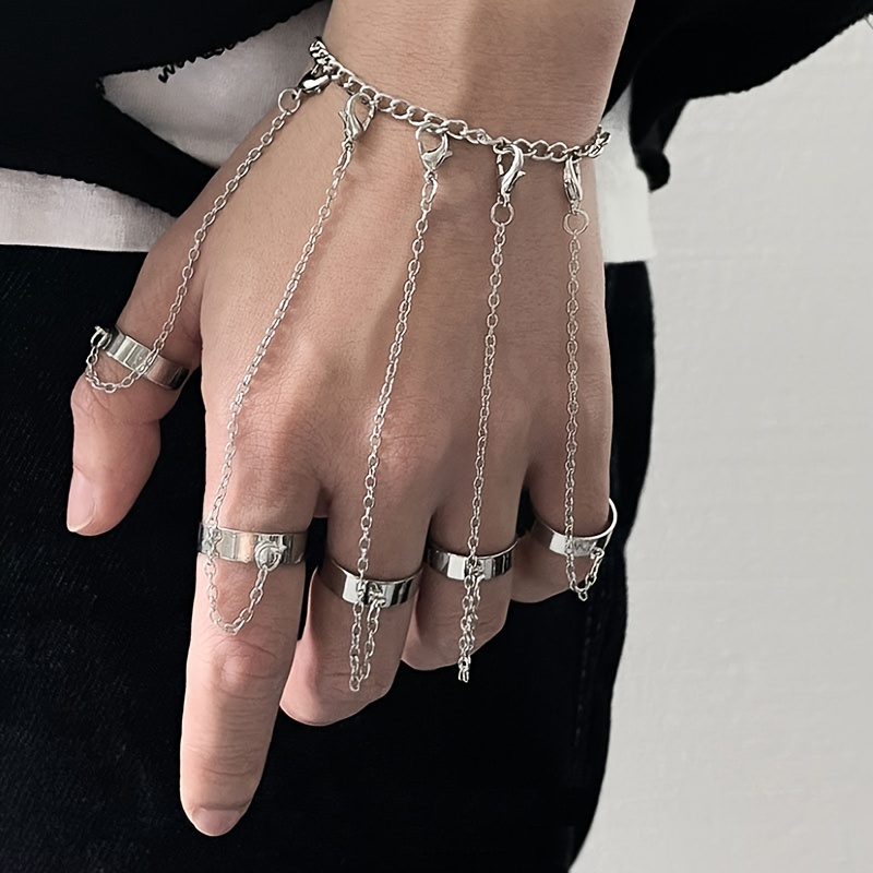 Punk Chain Tassel Hand Harness with Finger Rings