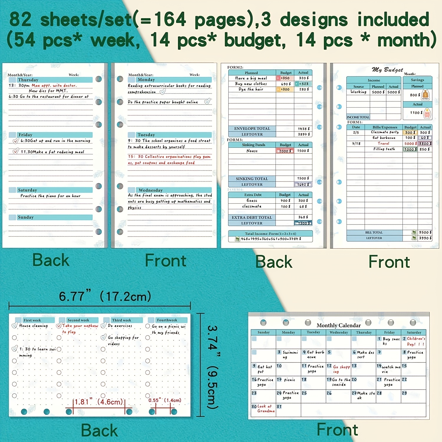 Agenda Con Buste Porta Soldi - budget planner, GSENIN A6 PU