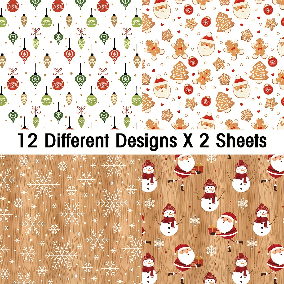 Christmas Cardstock Pack Patterned Paper Junk Journal Mixed 
